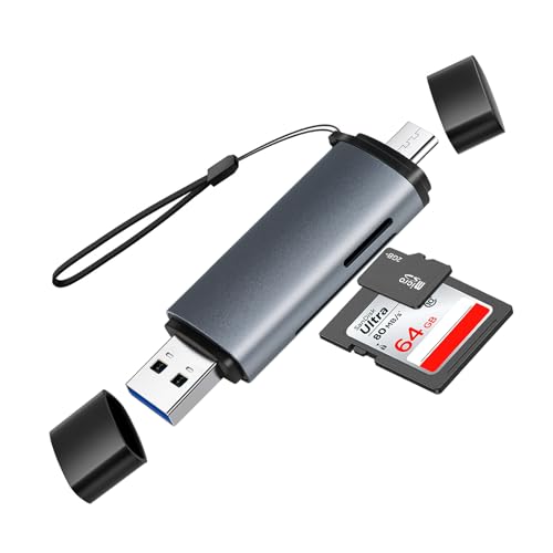 i-zclive Lector de tarjetas SD USB C, lector de tarjetas micro SD USB 3.0 de doble ranura, adaptador 2 en 1 de alta velocidad para SD, SDHC, SDXC, MicroSD, TF, compatible con iPhone 17/16/15, MacBook