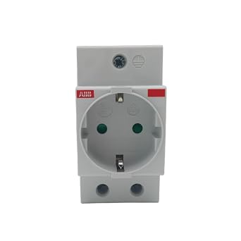 RASMACOR ABB Schuko Socket 16 A | Ref M1175 | Socket Protective Contact DIN | 50/60 Hz 250 V AC | Colour Grey | Dimensions 4.5 x 8.5 x 7 cm