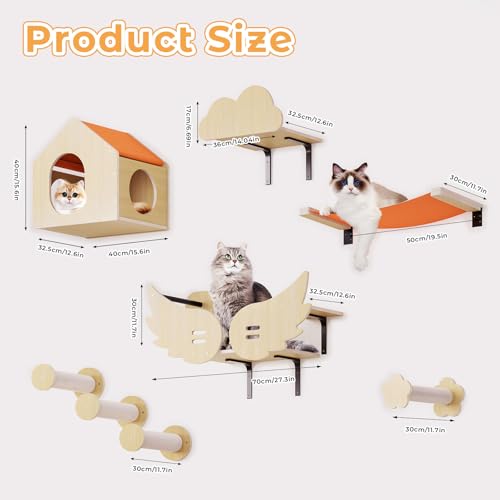 automoris Prateleiras de parede para gatos, móveis de parede para gatos, 8 peças, parede de escalada