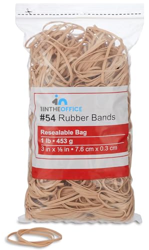 1InTheOffice Rubber Bands #54, Size 54 Rubber Bands, Beige, Assorted 1 lb/Box