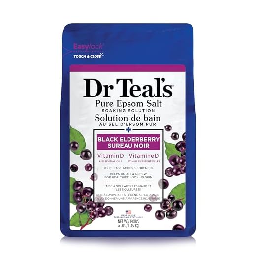 Dr Teal's Pure Epsom Salt Soak, Black Elderberry with Vitamin D, 3 lbs