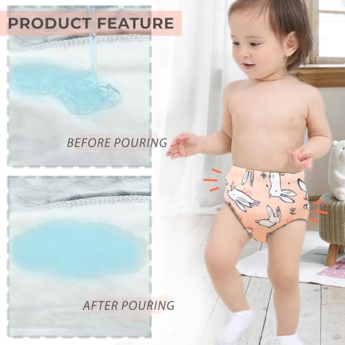 Image of Bembika Baby Training Pant - Soft Cotton, Reusable, and Leak-Resistant Potty Training Pants for Kids Padded Underwear for Babies to Support a Smooth Diaper Free Transition (L | 18-24 Months Bunny Theme)