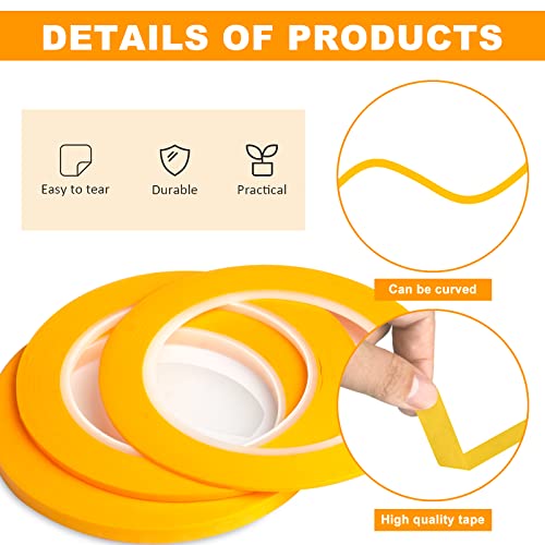 Tssart 3 Pack Fine Line Tape - Low Tack Fineline Masking Tape Painters Masking Tape For Diy Paint Art - Acid Free 1/8Inch Wide 450Ft Long Total #TOP2