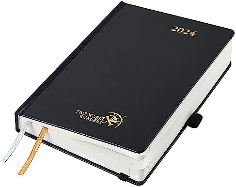 POPRUN 2024 Diary A5 Page A Day Hardback Appointment Diary, 24 Daily Planner Day to Page - 30 Minutes Interval, Inner Pocket, FSC® Paper - Midnight Green