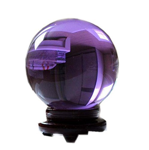 60mm Natural Purple Glass Ball Sphere Healing Gemstone Office Desk Decor+St