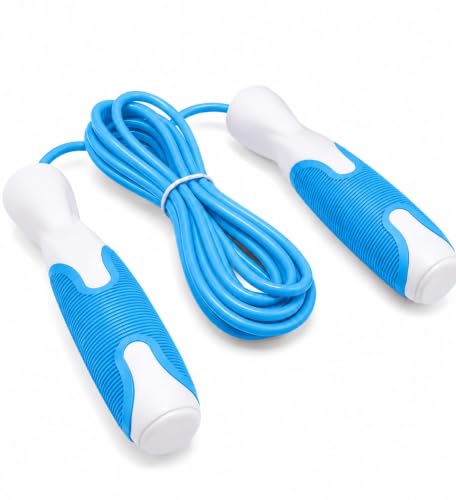 Image of worldwide Skipping Ropes for Men, Women & Kids | Adjustable Jump Ropes with Textured Plastic Grip Tangle-Free Speed Ropes for Fitness, Weight Loss & Home Workout | Exercise Ropes (SKYBLUE)