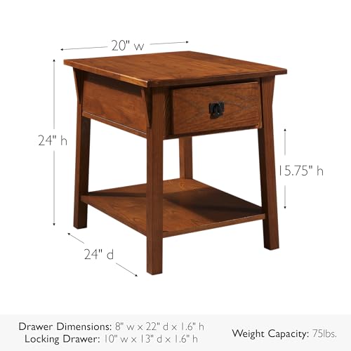 Image of Leick Home Mission Nightstand Side Table, 22 inch, Russet