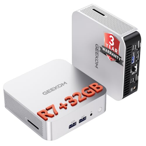 GEEKOM A7 Mini PC, AMD Ryzen 7 7730U, DDR5 32GB RAM & 500GB SSD