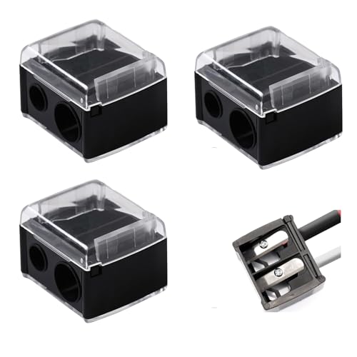 3 Piezas Sacapuntas Doble para Lápices Cosméticos, Sacapuntas Lápices de ojos, Accesorios Maquillaje Herramientas, Suministros Estudio, para Lápices, Delineador, Lápiz Labial, Lápiz Cejas