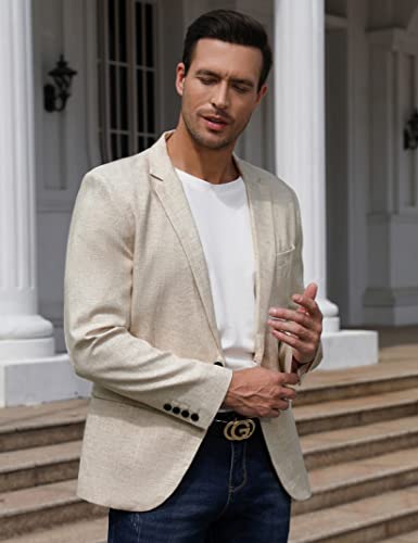 TURETRENDY Men's Casual Sport Coat Lightweight Linen Blazer One Button Business Suit Jackets Stylish Daily Suits2