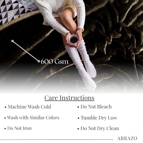 Image of ABRAZO Reversible Mink Blanket for Winter & AC | Double Bed 220x240 cm Soft & Warm Blanket /Dohar /Quilt /Comforter | All Season Use | (Olive)
