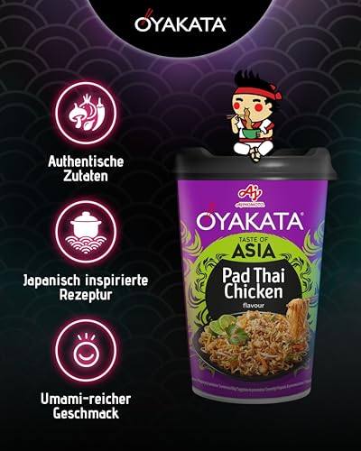 OYAKATA Instant-Nudelbecher Pad Thai Chicken 93 g I Hühnerfleisch in Tamarinde, Limette & Erdnüssen I Fertigmahlzeit in 3 Minuten I Perfekt für unterwegs & Zuhause I Authentische Ramen-Nudeln – Bild 3