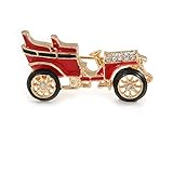 Largeur : 3,5 cm Petite broche de voiture vintage rétro classique années 1920 30 en émail rouge/noir en métal doré – 35 mm de diamètre, taille unique, émail, diamante
