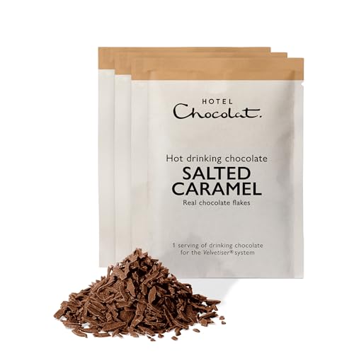 Hotel Chocolat Salted Caramel Hot Chocolate Sachets - Luxury Chocolate Flakes - Pack of 20 Single-Serve Sachets, 700g - Made To Pair With The Velvetiser - Serve Hot or Iced