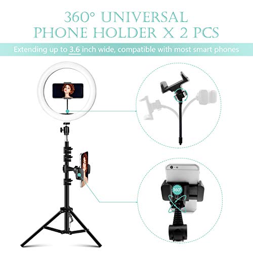 LED Ringlicht mit Stativ, 10 zoll / 25.4 CM Ringleuchte mit Stativ für handy Fernbedienung USB-betrieben 3 Lichtmodi 11 Helligkeitsstufen für Makeup, Live-Streaming, Selfie, Video-Chat, Vlog