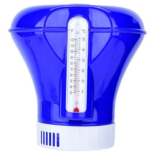 RENNICOCO 7.5 inch Floating Chlorine Dispenser, Large Capacity Adjustable Release Tablet Floater for Indoor & Outdoor Swimming Pool SPA, Blue & White