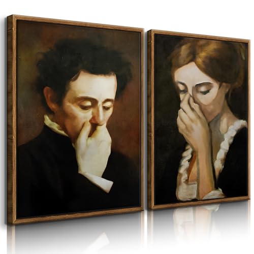 BJVJKSU Framed Funny Bathroom Canvas Wall Art Vintage mid century