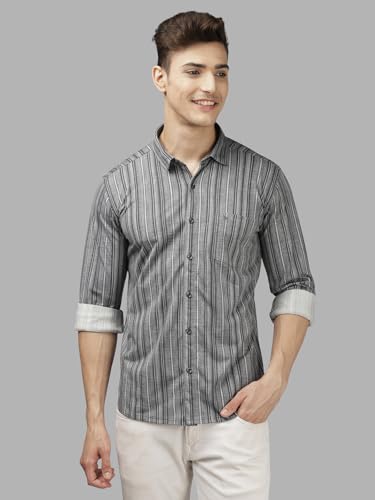 Image of BULLMER Trendy Regular Fit Striped Causal Full Sleeve Shirt for Men.