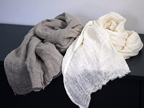 100% Linen Scarf Wrap - Unisex - Natural Flax or Ivory Color4