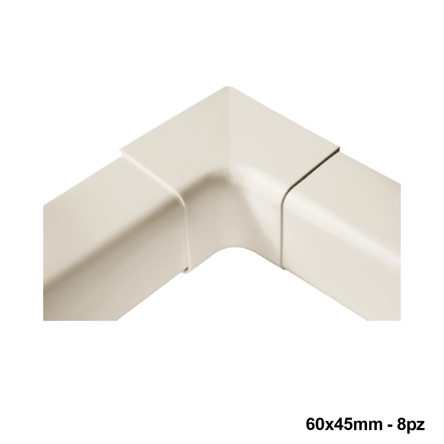 3S SuperSamaStore Innenecke für Kabelkanal, 90°-Bogen für Mono-Split-Klimakanal, Weißes PVC RAL 9001, 60 x 45 mm - 8er Pack