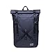 Produktbild KAUKKO Rucksack Roll Top Backpack Lässiger Vintage Tagesrucksack Herren Laptop Schulrucksack fit 15" Notebook Bag für Wandern Reisen Camping (Schwarzes Leder JNL-F7-003)