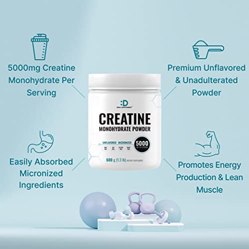 Creatine Monohydrate Powder 600 Grams (1.32Lb), Unflavored | Pure | Micronized Creatine Powder, 5000Mg(5G) Per Serving, 4 Month Supply, Vegan | Keto, Non-Gmo, No Filler, No Additives - 120 Servings #TOP3