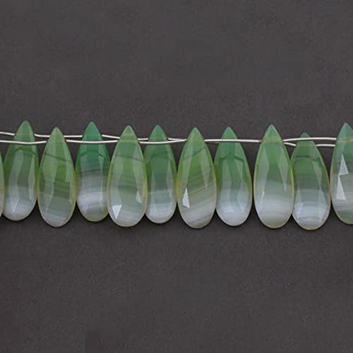 Chrysoprase chalcédoine perles briolettes poire facettées 35mm 37mm fil 8 pouces Sb2983