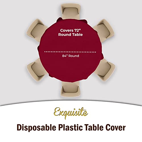 Image of Party Solids Burgundy Round Plastic Tablecloth - 84 Inch, Pack of 24