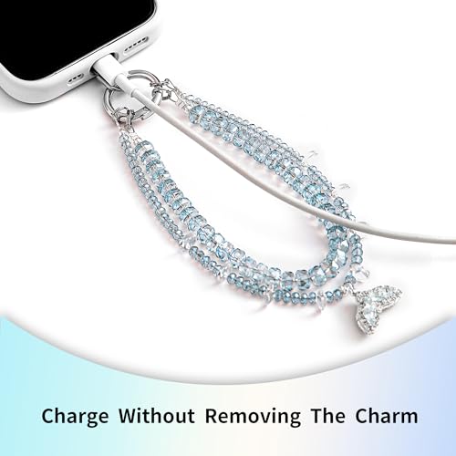 Breloque pour téléphone portable perles cristal cordon universel - 5