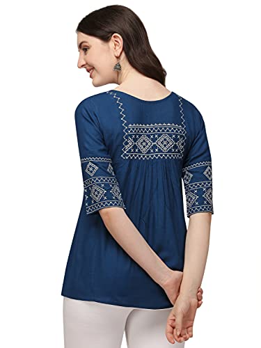 Image of Riva Enterprise Rayon Fabric with Embroidery Stitched Top