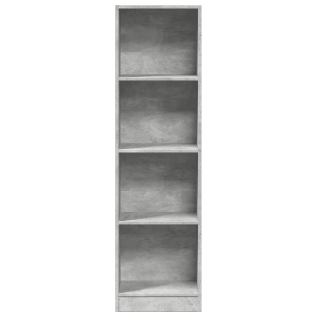 Bücherregal Betongrau aus Holzwerkstoff 40x24x143 cm, Standregal mit offenem Regalsystem, Stauraum für Bücher, Akten und Deko, vielseitiges Aufbewahrungssystem für Wohnzimmer und Büro