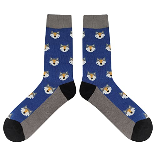 Wolf Head Dress Socks Funny Novelty Crazy Fun Design Men Size 8-12 Cotton Casual Crew Colorful Funky Fancy Socks Gift for Men2