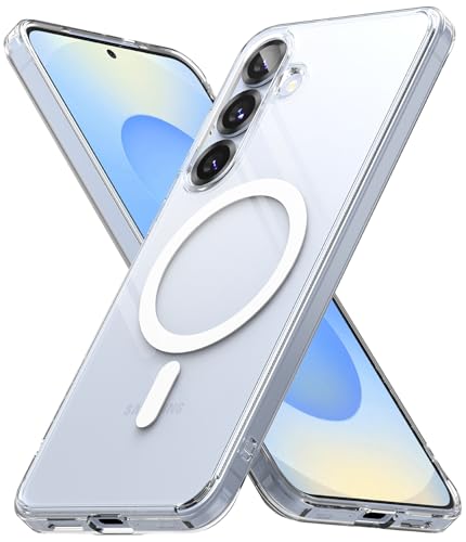 Image of Ringke Fusion Magnetic Compatible with Samsung Galaxy S25 Plus Case Cover [Strong Magnet] Transparent Hard Back Shockproof Soft TPU Bumer S25 Plus Back Cover - Clear