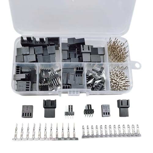 ZSDZFYLLK 200PCS PWM Plastic Shell Computer Case Cooling Fan Male Female Plug Interface 3-Pin/4-Pin PC Fan Connector Kit