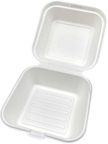 KryZaro50 個入りクラフト紙製テイクアウト容器 ふた付き エコおしゃれ ハンバーガー/スナック/ケーキ/ランチ多用途 ピクニック用使い捨てお弁当箱 フォーク対応
