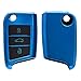 Produktbild kwmobile Autoschlüssel Hülle kompatibel mit VW Golf 7 MK7 3-Tasten Autoschlüssel - Schlüsselhülle Silikon Cover - Hochglanz Blau