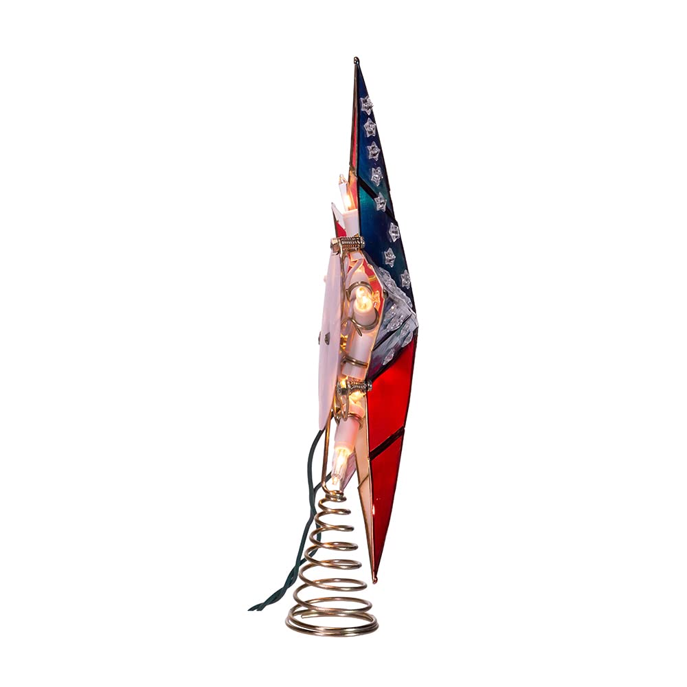 Kurt S. Adler UL3142 Capiz-Stern-Baumspitze, 25 cm, vermessingt, amerikanische Flagge