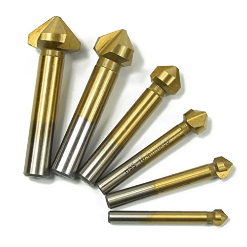 Foret à chanfreiner 3 flûtes 90 degrés lot de 6 pièces en acier TiN pour perçage bois et métal