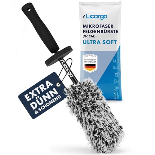 LICARGO Mikrofaser Felgenbürste extra dünn - erreicht Enge Speichen & tiefes Felgenbett - Stabiler Kern, schonend für alle Felgen - Felgenbürste Auto für präzise Felgenreinigung