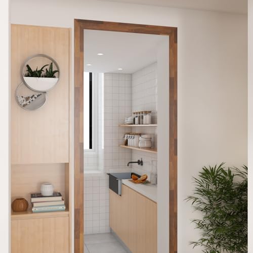 LaCheery 7.6cm x 1500cm Wandbordüre Selbstklebend Holz für Möbel Bordüre Selbstklebend Braun Deko Wand für Spiegelrahmen Tür Küche Fliesen… – Ansicht 4