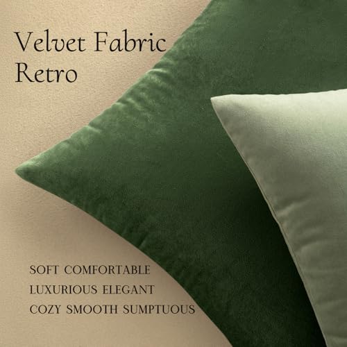 MIULEE Velvet Throw Pillow Covers 16x16 Inch, Pack of 2 - Moss Green, Soft Solid Decorative Pillow Covers Cushion Cases Modern Luxury Home Decor for Spring Couch Sofa Bedroom Livingroom - Thumbnail 5