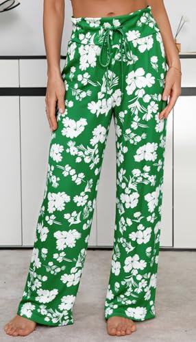Image of Women Pajama Pants Comfy Lounge Wide Leg Casual Stretch Palazzo Drawstring Pj Bottoms Pants S-3XL