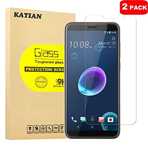 [2 Pack] HTC Desire 12 Plus Screen Protector, KATIAN HD Clear Protector [Anti-Scratch] [Anti-Fingerprint] [No-Bubble] [Case-Friendly], 9H Hardness Tempered Glass Screen Film for HTC Desire 12 Plus