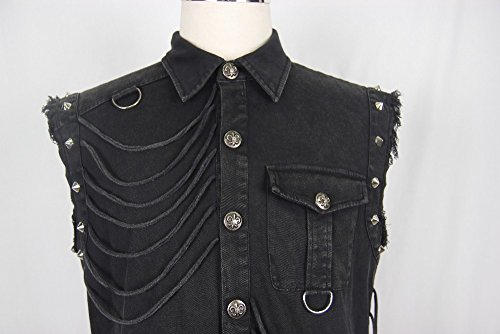 Tops de algodón con remaches estilo gótico rock y ropa steampunk para hombre 5