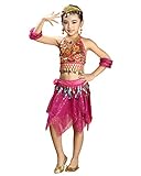 Paket beinhaltet - 1 x Bollywood Indien Baby Mädchen Kinder kleine Prinzessin arabischen Bauchtanz Kleid Kostüm - Pailletten Top und Midirock nur (Schuhe / Taille Schal / Armbänder / Kopfbedeckung / anderes Zubehör nicht enthalten)