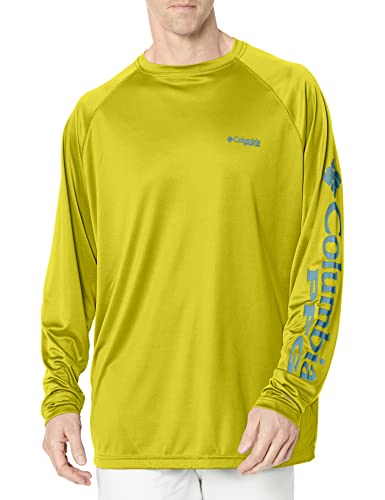 Columbia Men's Terminal Tackle Long Sleeve Shirt, Autzen/Blue Chill Logo, X-Large