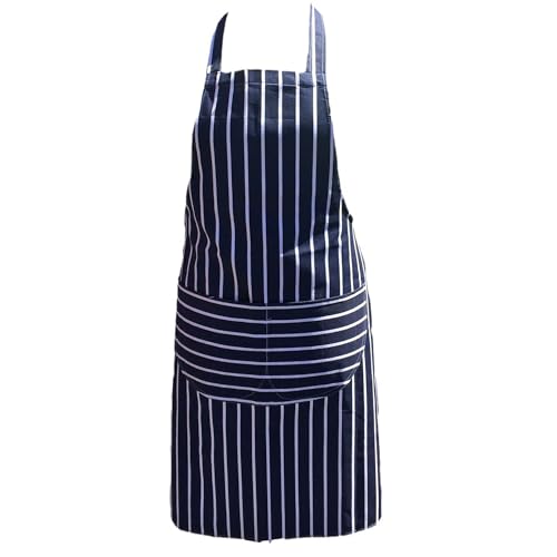 Grembiule Da Chef Professionale Blu E Bianco - 93x69 Cm | 100% Cotone Per...