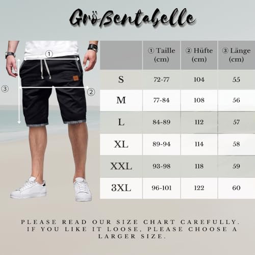 ZOXOZ Kurze Hosen Herren Shorts Sommer Freizeit Chino Stretch Kurze Hose Herren Baumwolle mit Taschen Denim Blau L
