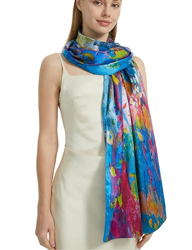 PANTONIGHT Scarfs for Women Fashion Long Floral Scarf Lightweight Silk Feeling Head Scarf Printing Shawls Double Sides4