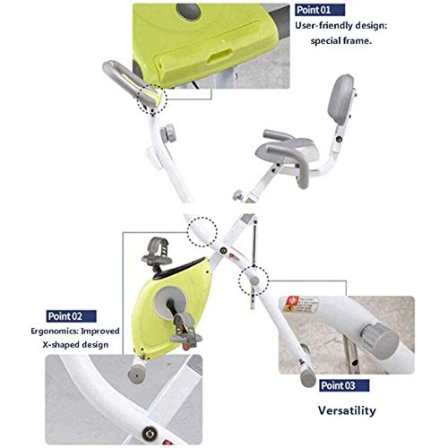 Image of Bike Exercise Bike Collapsible /Folding Cardio Exercise Bike LCD Monitor Home /Gym Strengthen Muscle Training (Green)
